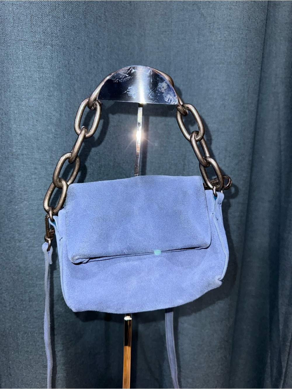 Free People Periwinkle Mini Suede Chain-Handle Shoulder Bag